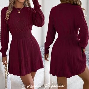 Burgundy Sweater Knit Dress
